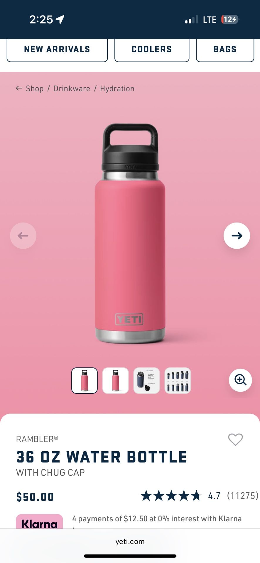 Brand New Yeti 36 Oz Rambler Bottle W/ Chug Lid
