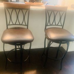 Swivel Bar Stools (Metal & Authentic Leather)