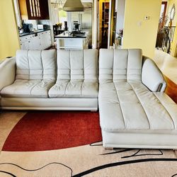 3 Pieces Of Leather Lounge Chaise 