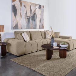 Mid-Century Sectional/ Tan Sectional / Gray Sectional