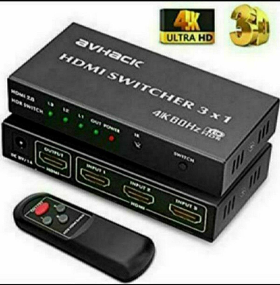 4K HDMI Switch 3-Port 3x1 4K 60Hz HDMI Switch Box