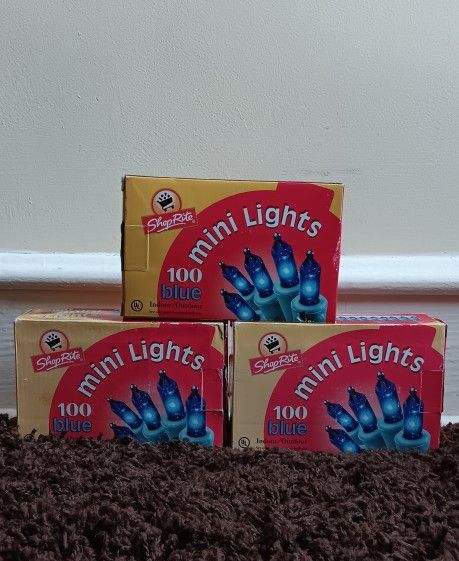 Shop Rite 100 blue mini lights, 3 Boxes of Indoor/Outdoor Mini Lights