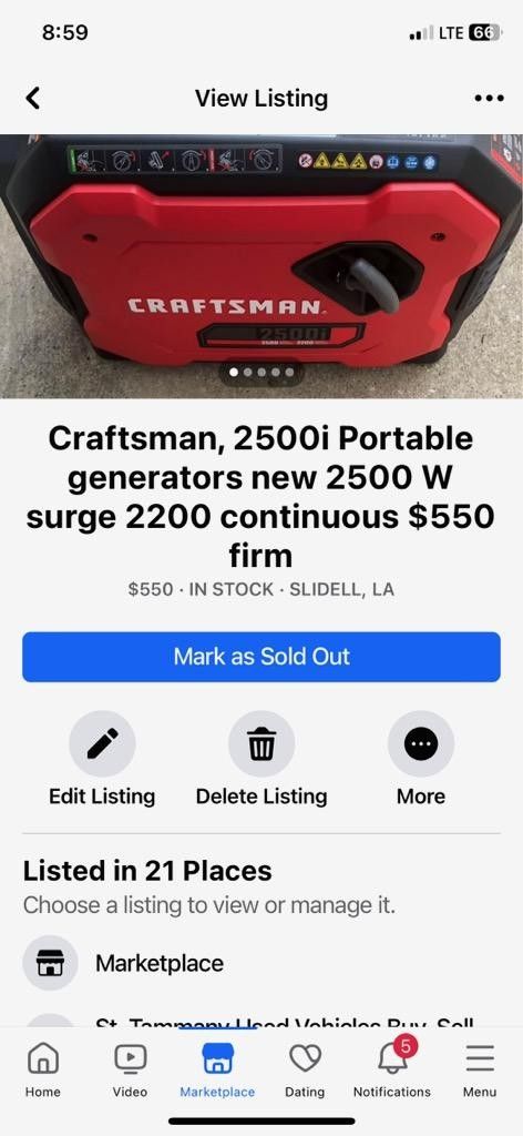 Craftman Air Compressor 550.00