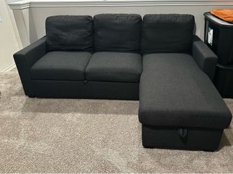 Sectional with reversible storage chaise and bed