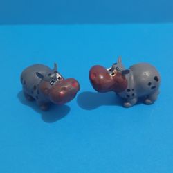 Vintage Hippo Hippopotamus Anthropomorphic Jungle Animal Figure Hong Kong Set- 2