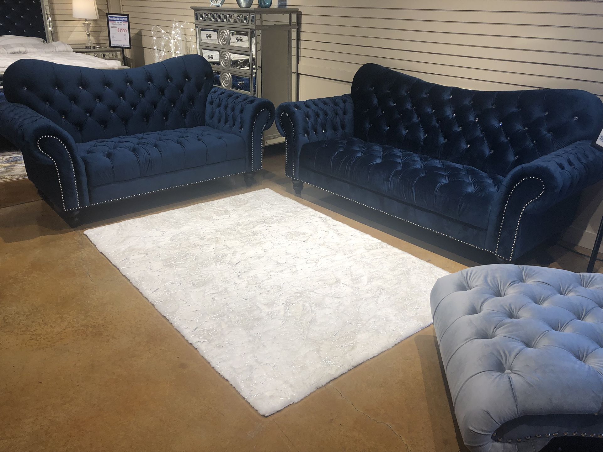 Blue Sofa And Loveseat Set Sale