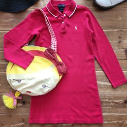 SIZE 6X GIRLS RED POLO LONG-SLEEVE SWEATER DRESS