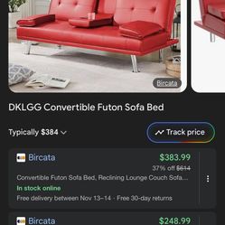 Convertible Reclining Futon Sofa Bed Red