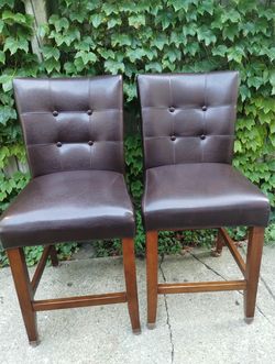 Set of 2 Brown Faux Leather Bar Stools
