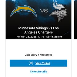 LA Chargers Game Tickets 10/23/25