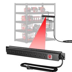 9 Outlet Power Strip for 24 inch Wide Shelf,Metal Shelf Accessories Adjustable Easy Charging Easy to Install Heavy Duty Steel Metal for Garage Kitchen