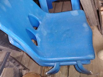 Blue children chairs and table have more chairs