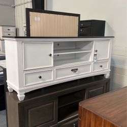 68” Tv Stand White Grey 
