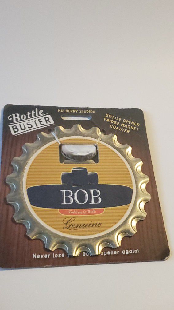 4" X 4" Bottle Buster: Bob: Oversized  Beer Bottle Cap Shaped Bottle Opener, Fridge Magnet,  Coaster
