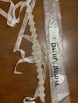 David's Bridal Oleg Cassini Silver Crystal Sash $125 OBO