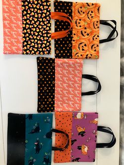 Handmade Halloween Fabric Tote Bags Set of 5