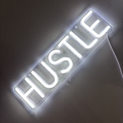 LED Neon Sign HUSTLE Size: 14.5 x 4 Inches 