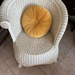 Pier One Wicker Jamaican Collection Bedside Cream Wicker Chair 32” Height 26”deep 29” Length
