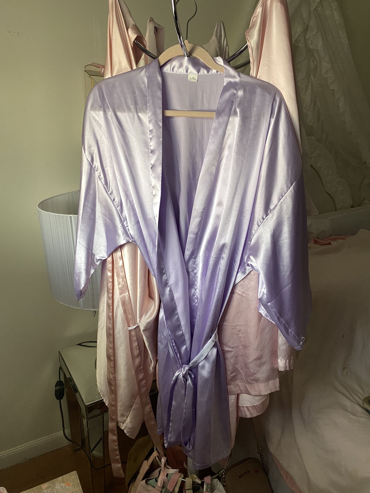 Purple Satin Robe 