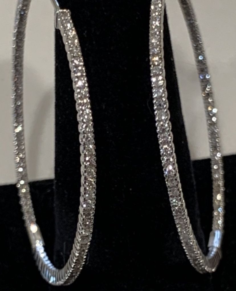 White Gold and Diamond “Inside Out” Hoop Earrings