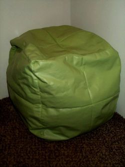 POOF Ottoman Foot Rest Bean Bag Green Vinyl Pillow Cushioned Furniture