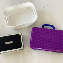 3 Preowned Storage Cases Organizers Supply Basket Locking Vaultz + Keys 