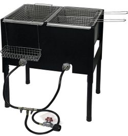 148,000 BTU High-Pressure Triple Basket Deep Fryer Dual Burner Propane LPG Fish Cooker Fry Basket Fryer Outdoor Catering, Events, Camping

