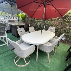 Gray Outdoor Oval Dining Set / 7pc   