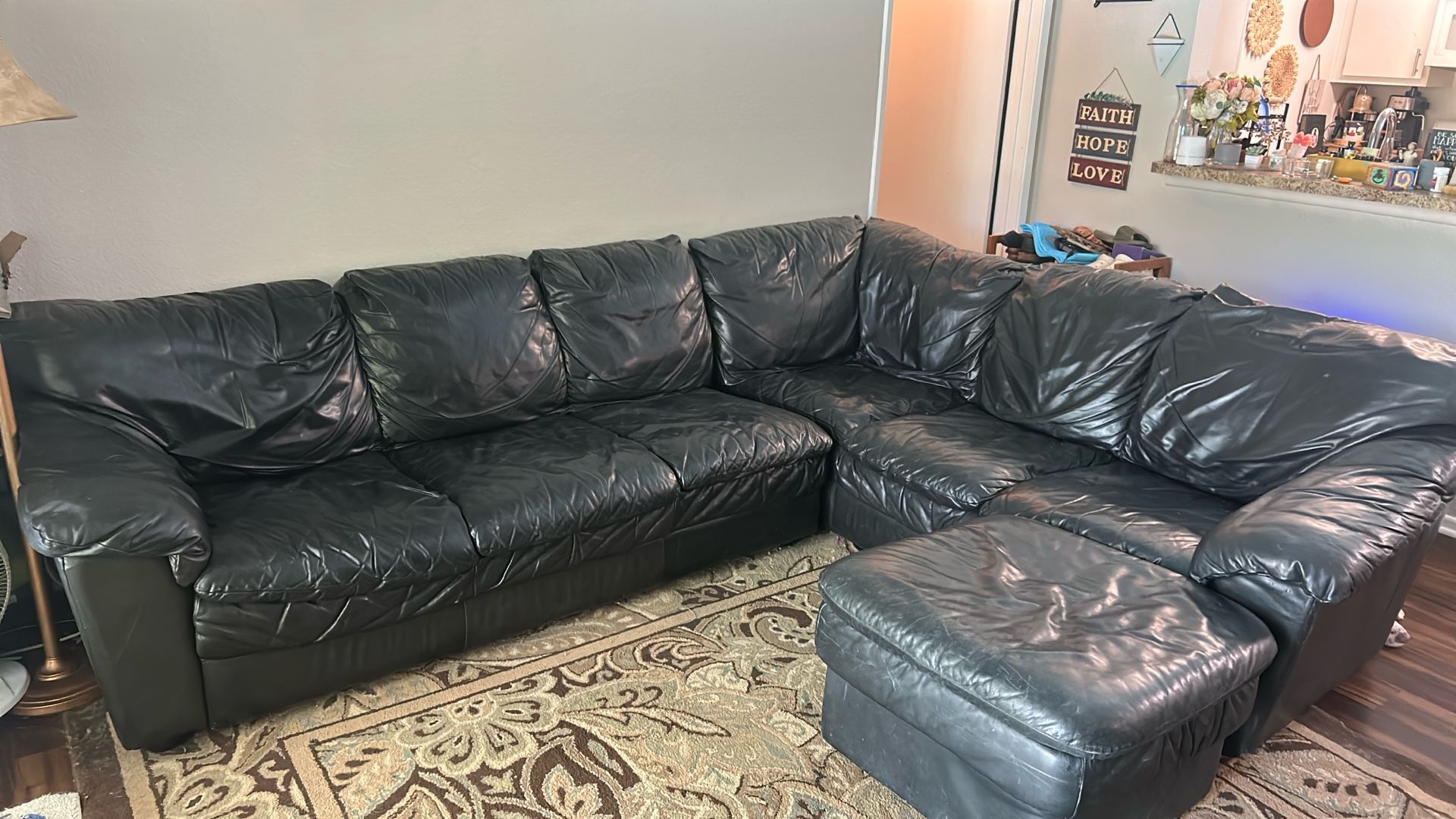 Black Leather Sectional Sofa