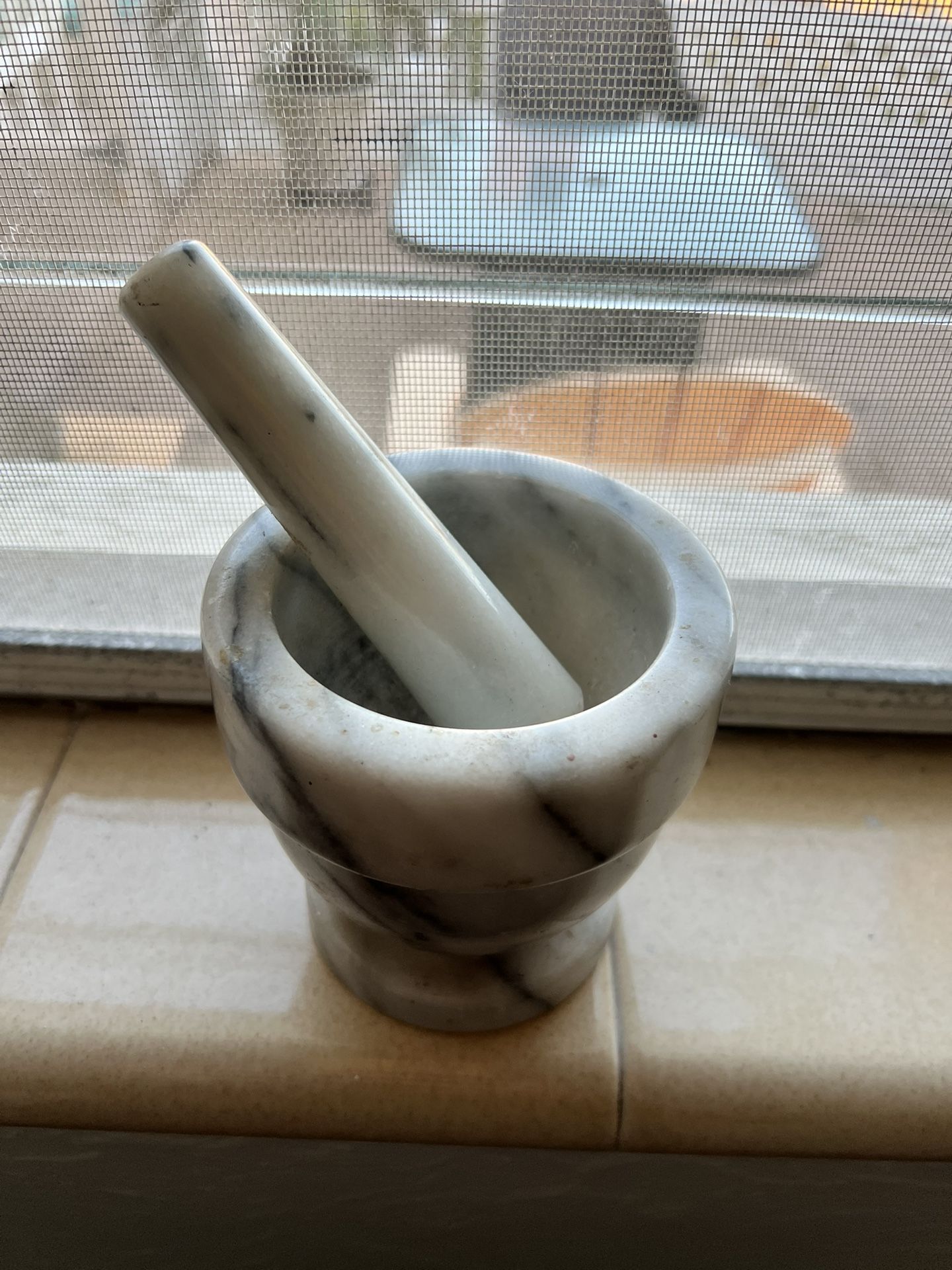 White marble Mortar and pestle