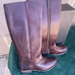 Long dark brown Frye boots