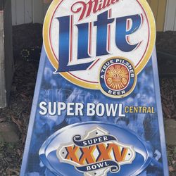 Metal Miller light Super Bowl sign &20