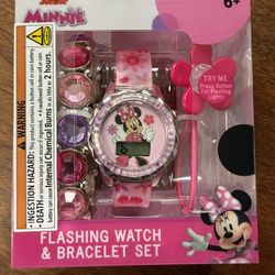 Minnie Mouse, Ariel & Barbie Flashing Watch & Bracelet Sets $5 each