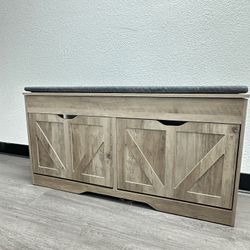 Grey Farmhouse Shoe Cabinet With 2 Flip Drawers 
