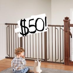 Cumbor 29.7-57" Extra Wide Baby Gate For Stairs, Mom's Choice Awards Winner-Dog Gate For Doorways, Pressure Mounted Walk Through Safety Child Gate For