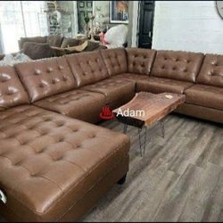 Real Leather i3 Pieces Sectional Couch Same Day Delivery 