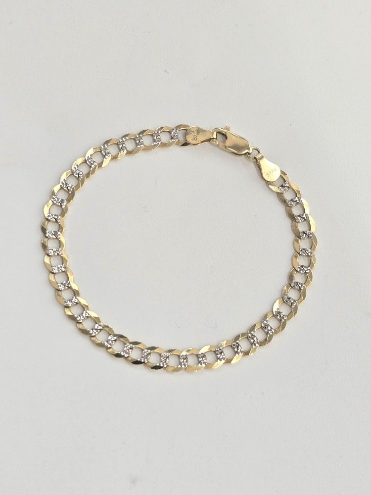 10kt Real Gold Solid Cuban Curb Diamond Cut Bracelet 5.8 Mm 7.5 INCHES