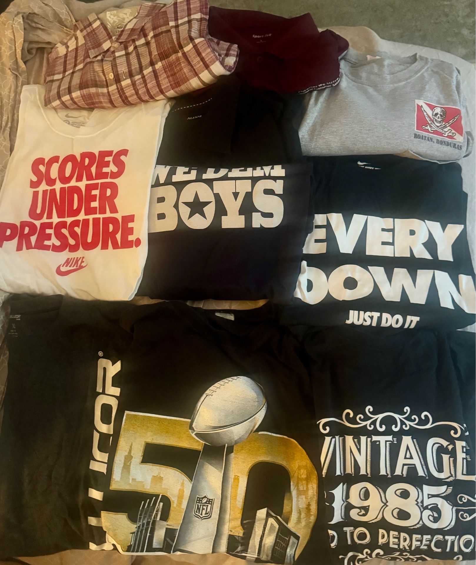 QTY 24 men’s mostly XL, lightly worn and several NEW