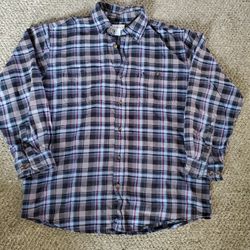 Carhartt Heavy Duty Work Plaid Cotton Buffalo Flannel Soft XL Blue Grey Black