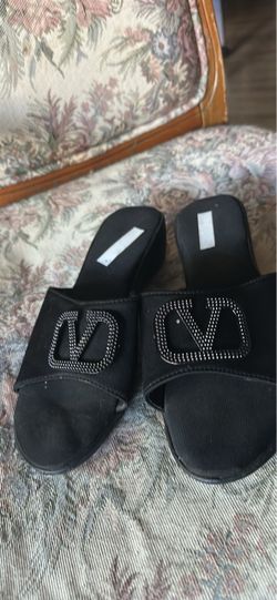 Valentino VLogo Black Slide Sandals