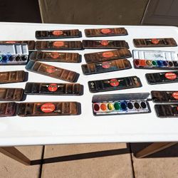 Vintage Prang Water Colors Tin Box Ovl-8 Dixon Quality Paint Set Art