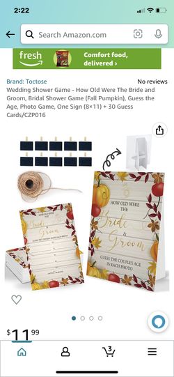 Wedding Shower Game - How Old Were The Bride and Groom, Bridal Shower Game (Fall Pumpkin), Guess the Age, Photo Game, One Sign (8×11) + 30 Guess Cards