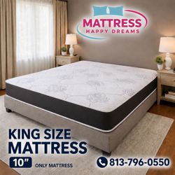 King Size Mattress 10 Inch | Also Available in Twin, Full, & Queen | New From Factory | Same Day Pickup & Delivery 🚚 Available!
