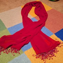 Women's Red Scarf Red Rock Gems   Tassel