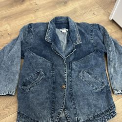 VTG 80s 90s small oversized Young Hill’s Vintage Denim Blue Jacket 100% cotton