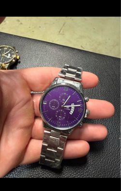 Silver watch - purple dial