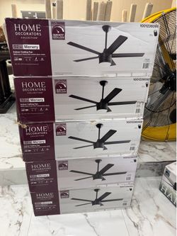 Merwry 52 in. Integrated LED Indoor Matte Black Ceiling Fan with Light Kit and Remote Control $95 EACH BRAND NEW FIRM PRICE THANKS
