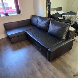 IKEA FRIHETEN Sleeper Sectional w/ Storage (Bomstad Black)