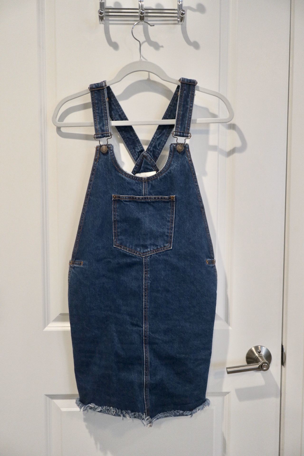 Blue suspender dress denim jeans overalls size S/M women girl school college