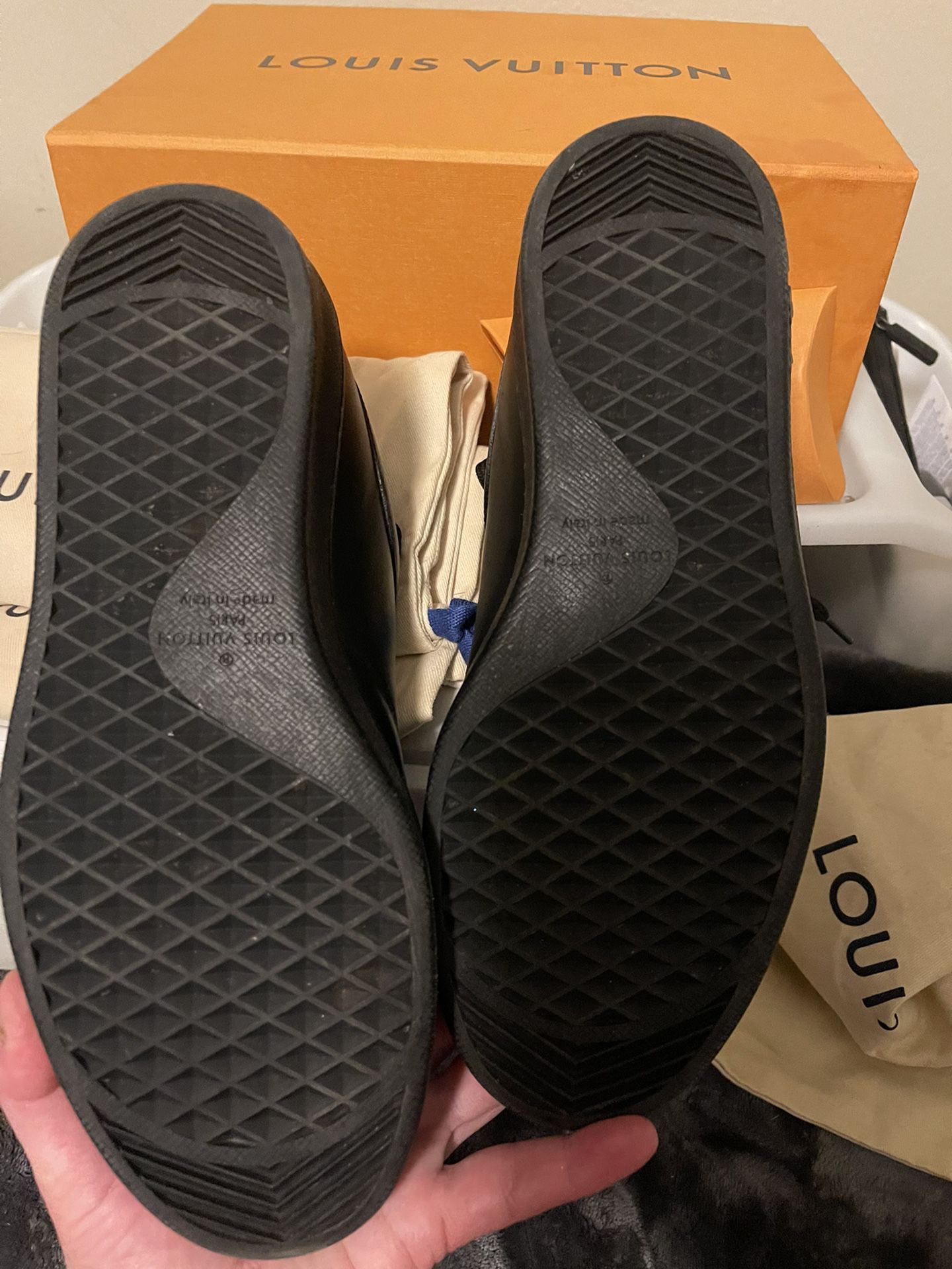 Louis Vuitton, Shoes, Louis Vuitton Mens Black And Orange Sneakers